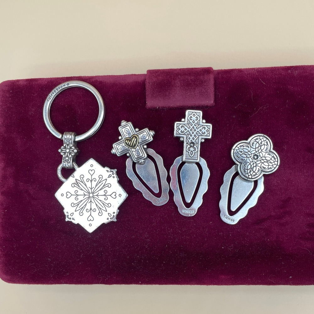 Brighton Silver Tone Metal Women OS Keyring and 3 Cross Bookmarks Set - Picture 5 of 5